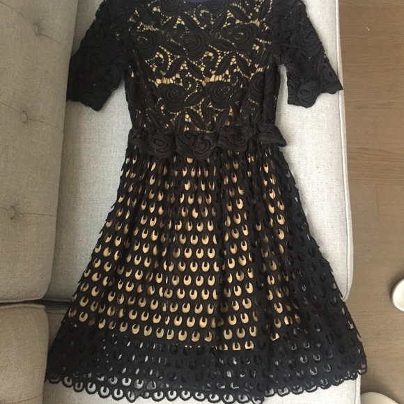 To Be Adored Black Silk Lace Dress RARE - Picture 3 of 7